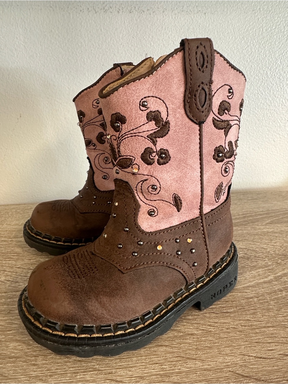Roper Saddle Up Pink Light Cowgirl Cowboy Zip Boots 5